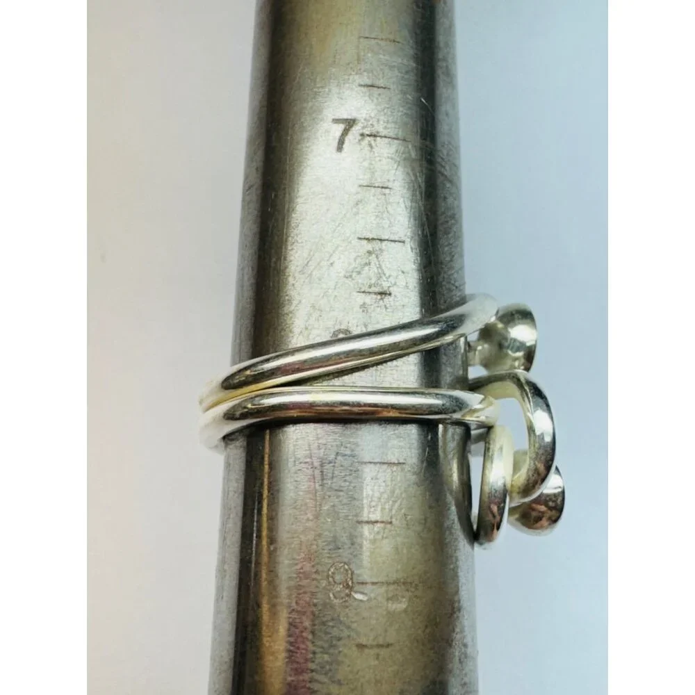 Vintage Sterling Silver 925 Spiral Wrap Ring Black Onyx Size 8 Estate 8.9g - Picture 8 of 10